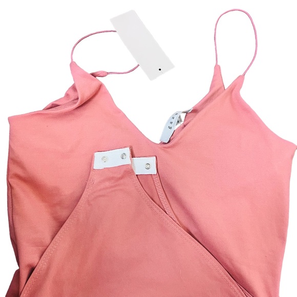 NWT Mauve Dusty Pink Soft V-Neck Low Back Thin Strap Strappy Lined Bodysuit - Picture 6 of 13